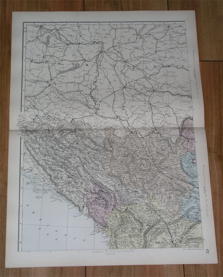 1891 ANTIQUE MAP BALKANS TURKEY IN EUROPE OTTOMAN EMPIRE GREECE (FOUR-SHEET SET) - Image 2 of 4