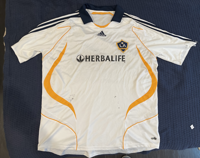 LA Galaxy Adidas David Beckham #23 Soccer Jersey Men XL White