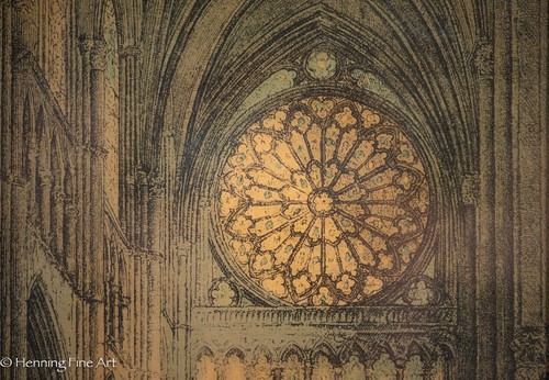 Beautiful Antique Lithograph Cathedral of Notre-Dame of Reims Interior Windows - Picture 5 of 7