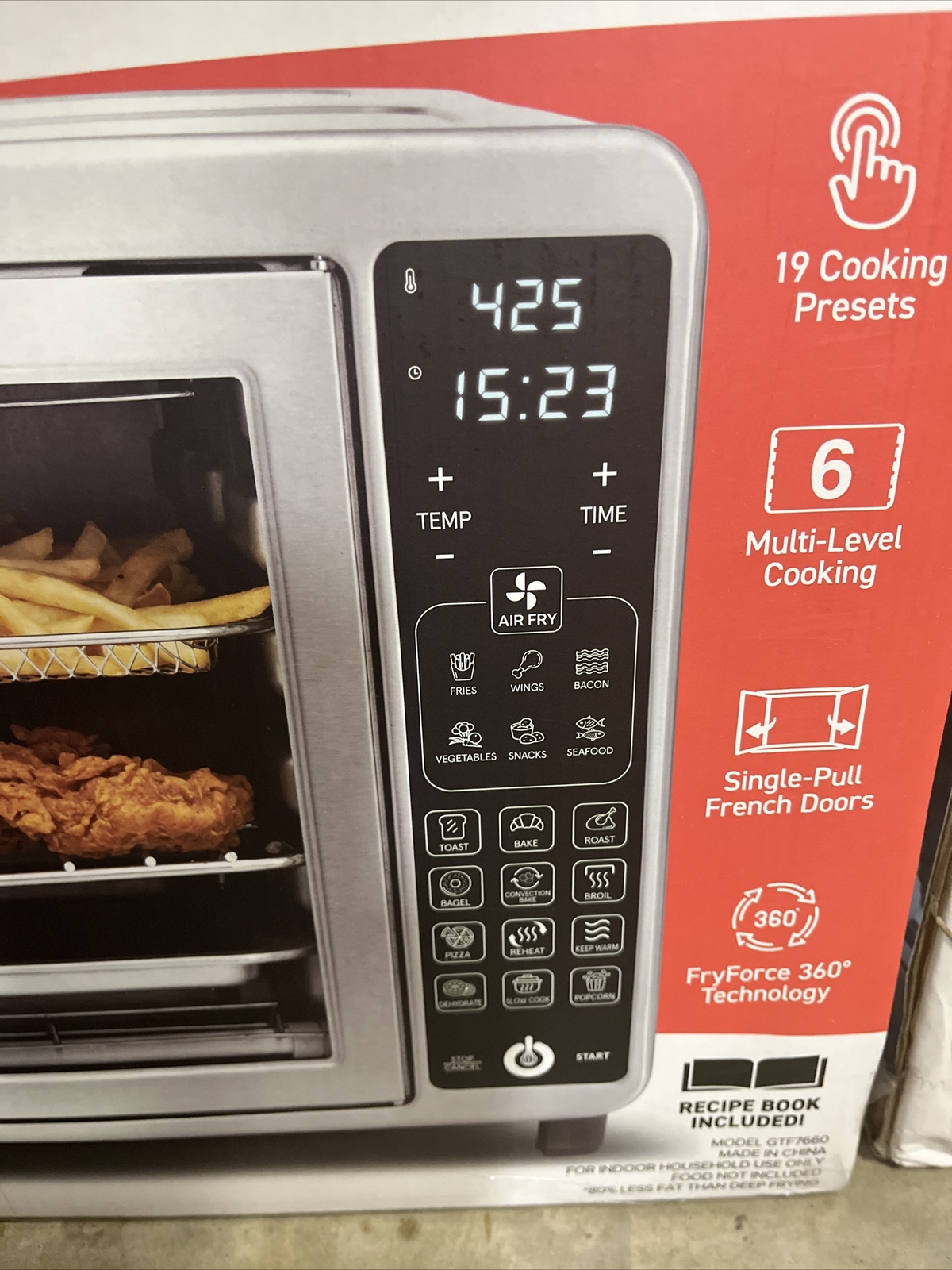 Gourmia GTF7660 XL 45.44 Quart Digital Air Fryer Toaster Oven with
