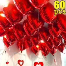 60-5PCS Red Heart Foil Balloons Inflatable Helium Balloon DIY Birthday Party Orn