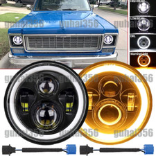 Faro LED redondo negro de 7 pulgadas con halo ojo de ángel DRL apto para Chevy C10 C20