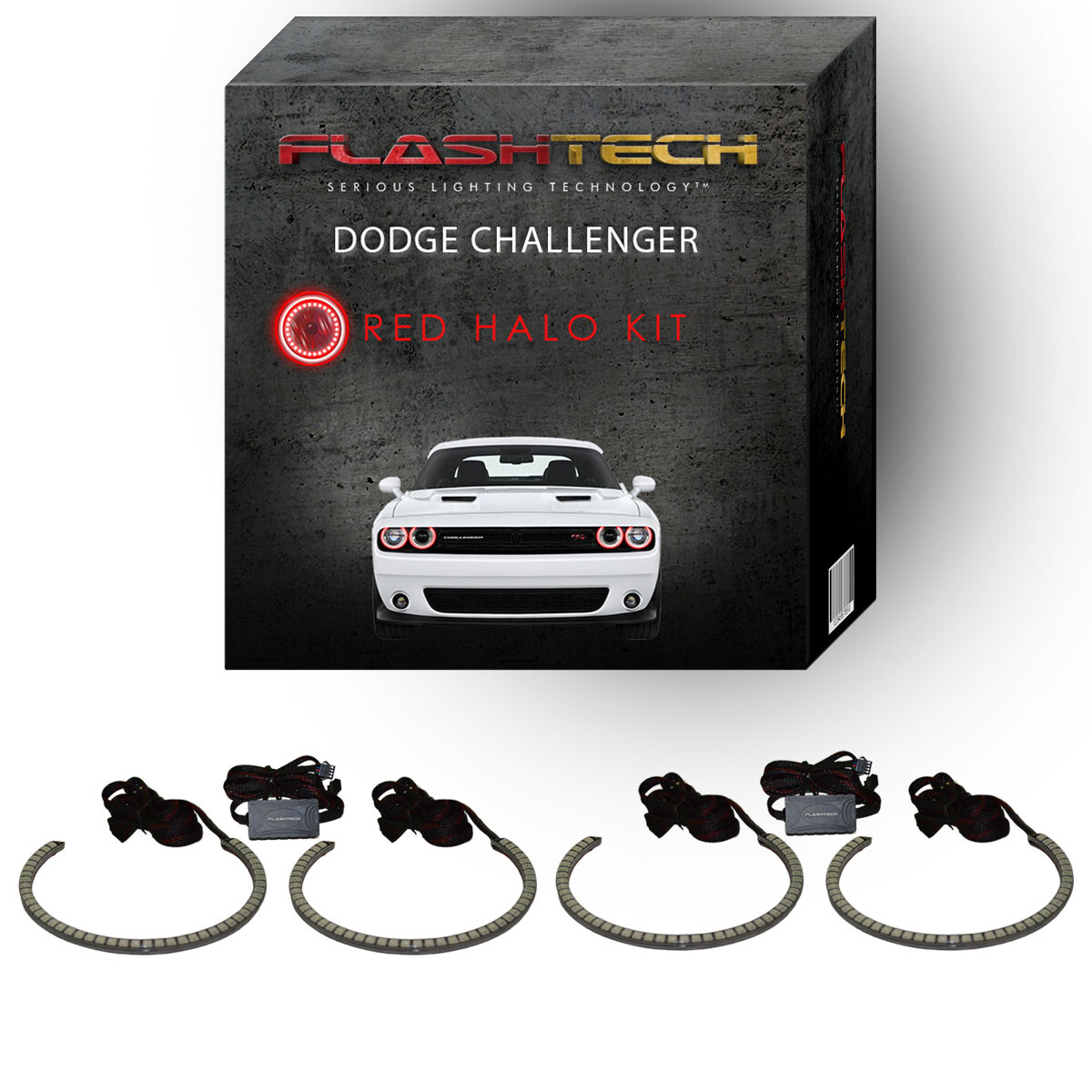 Red Waterproof LED Headlight Halo kit for 2015-2023 Dodge