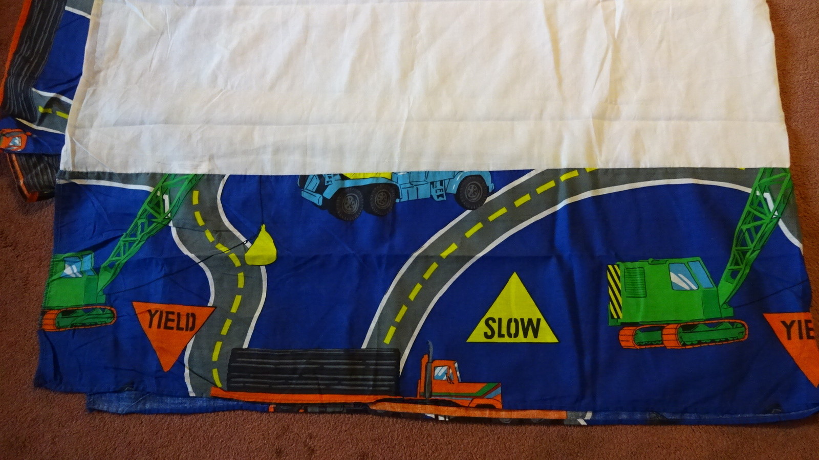 BED SKIRT Bedskirt Kids Boy Construction Semi Trucks Cranes Tractors Twin Size-image