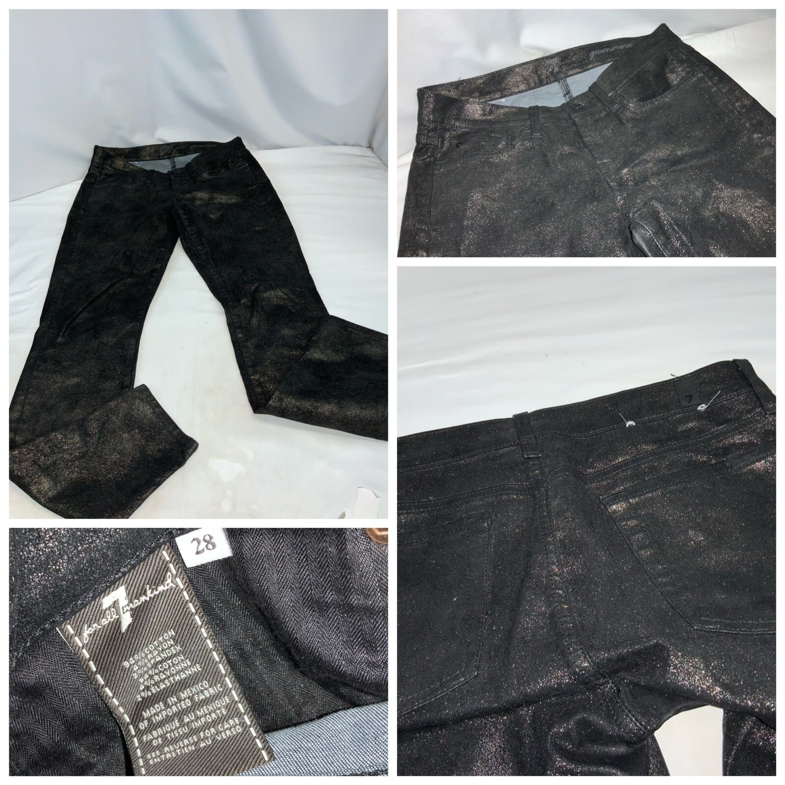 7 for All Mankind Jeans Sz 28 Brown Gold Cotton Rayon Straig