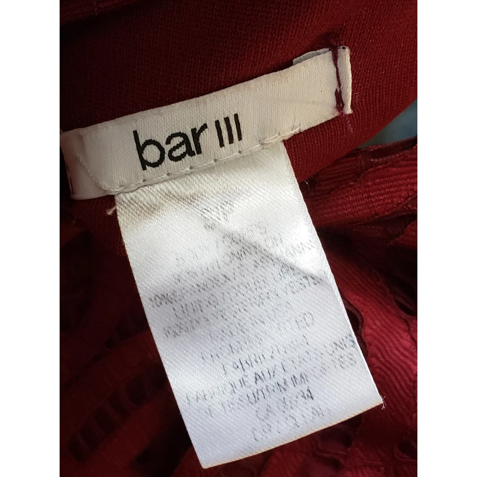 Vestido Bar III Bodycon Feminino Pequeno Borgonha Crochê Sem Mangas Decote Simulado Zíper Traseiro - Imagem 3 de 4