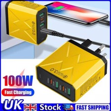 100W USB C Charger Plug 4-Port Type C PD Fast Charging Wall Power Adapter UK