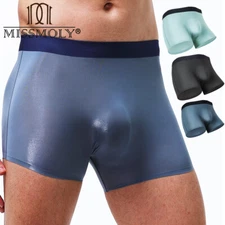 Men's 3D-Pouch Boxer Shorts Briefs Underwear Ice Silk Breathable Anti-Chafing US