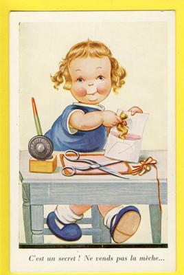 Old postcard comic old postcard humor C'est un secret! Don't sell the Wick...