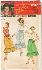 Vintage 70s Elastic Waist Ruffle Skirt Side Seam Pockets Sewing Pattern Sz Small
