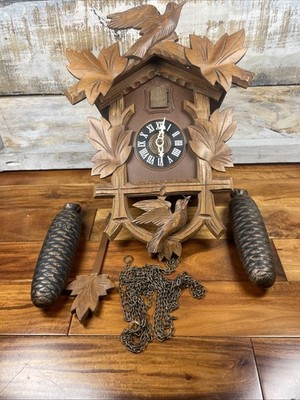 Vintage Hubert Herr Cuckoo Clock Made in Germany - Black Forrest Bird - Working!