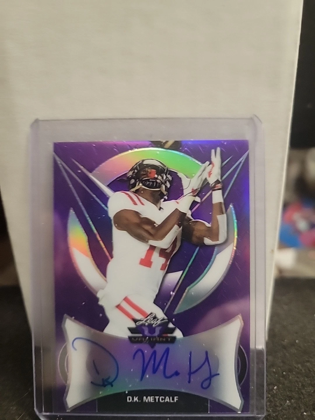 DK Metcalf Leaf Valiant Autographs #BADKM Purple
