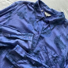 Guess Fairycore Whimsigoth Cotton Silk Light Floral Button Top Sz S Purple Boho