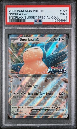 2025 Pokemon SV Prismatic Evolutions PRE EN Snorlax ex #076/131 PSA 9 Stamped