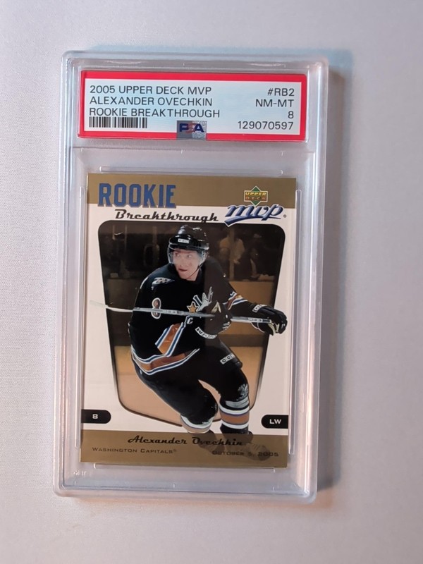 2005 UD MVP ROOKIE BREAKTHROUGH #RB2 ALEXANDER OVECHKIN ROOKIE RC PSA 8