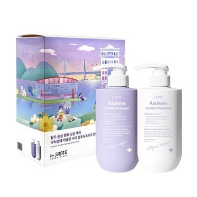 Dr SANTE Azulene Soother Shampoo 500mL + Treatment 500mL Set (+ Free Gift)