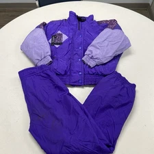 Vintage Kaelin Ski Snowboard Set Down Filled  Jacket Pants Purple Size 8 Flaws