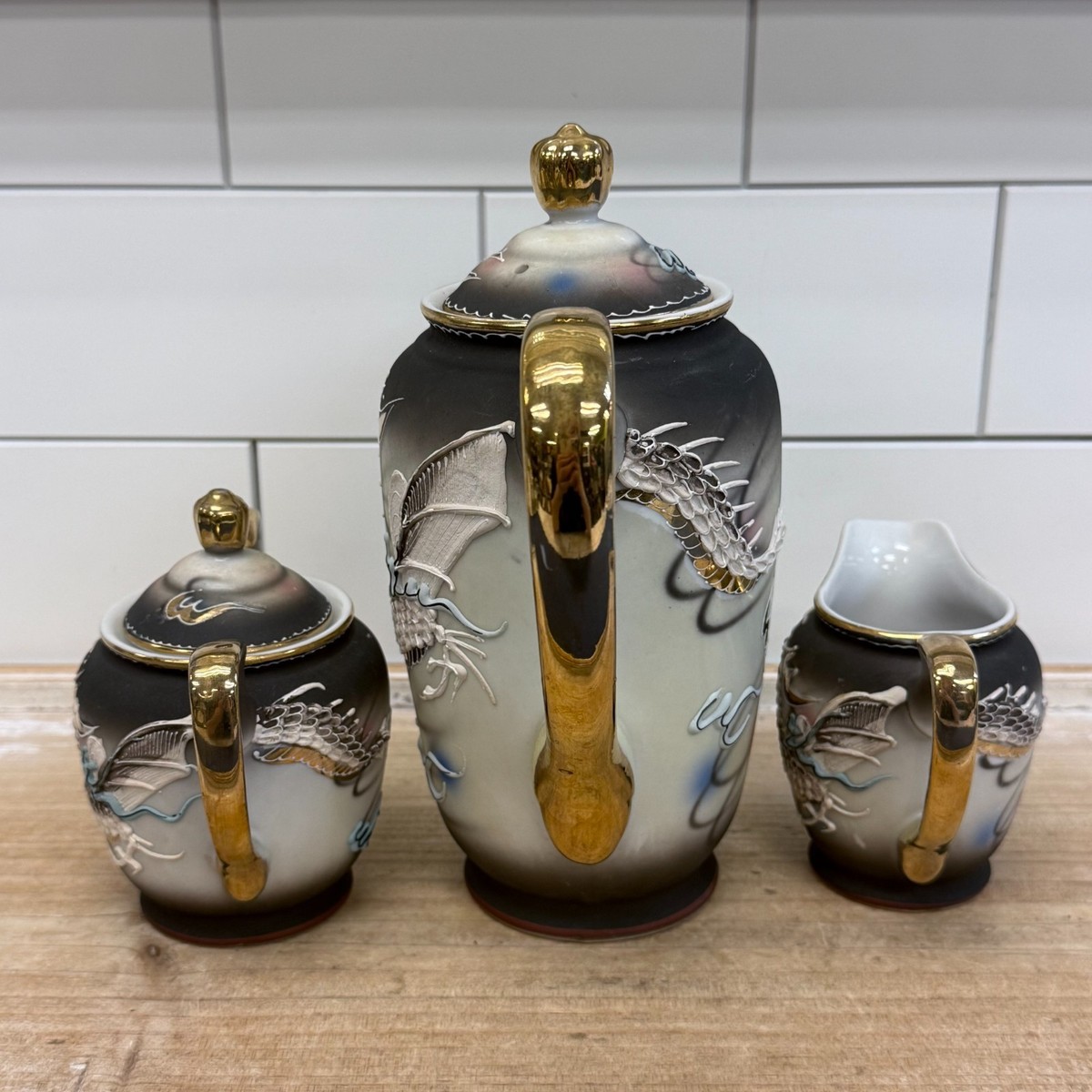 Fairyland China Dragon Tea Set Japan Hand Painted Moriage Service