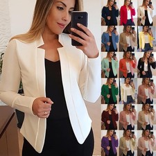 Womens Ladies Long Sleeve Front Open Blazer Suit OL Work Formal Jacket Coat Tops