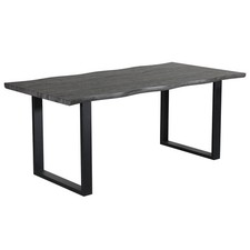 Esstisch - Holzoptik grau - schwarz - U-Gestell - 180x90 cm Küchentisch Essecke