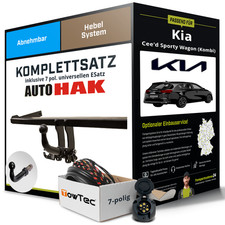 Anhängerkupplung abnehmbar für KIA Cee'd Sporty Wagon (Kombi) +E-Satz inkl. EBA