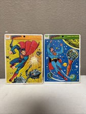 Vintage Pair of 1966 Superman WHITMAN Frame-Tray Puzzle SUPERMAN DC COMICS USA
