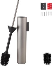 Wall Mounted Brushed Nickel Toilet Brush with Holder,Durable Cleaning Toilet