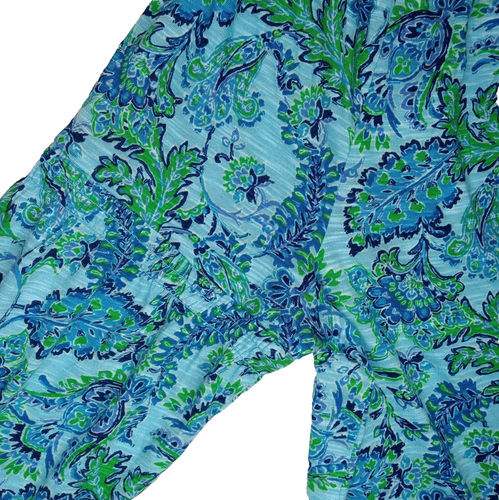 J Jill gesmoktes Print Bauern Top LP blau grün Blatt Blumen 3/4 Arm Boho Chic - Bild 16 von 22