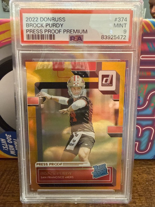 2022 Donruss PRESS PROOF PREMIUM GOLD Brock Purdy #374 PSA 9 RC 💎