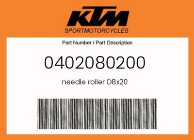 KTM Genuine Needle Roller D8X20 - 0402080200