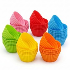 Baking Cups 24 Pack, Multi-color Reusable Silicone Cupcake Liners, Non-stick ...