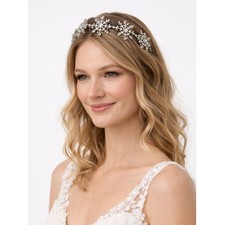 SILVER RHINESTONE SNOWFLAKE HEADBAND CRYSTAL HAIR ACCESSORY BRIDAL HOLIDAY