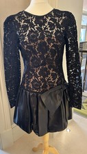 Valentino Black Lace With Leather Dress In Size XS  Excellent Condition 