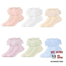 Toddler Girls Ruffle Socks - Frilly Lace Dress Socks for Baby 1-3T 6 Packs 02