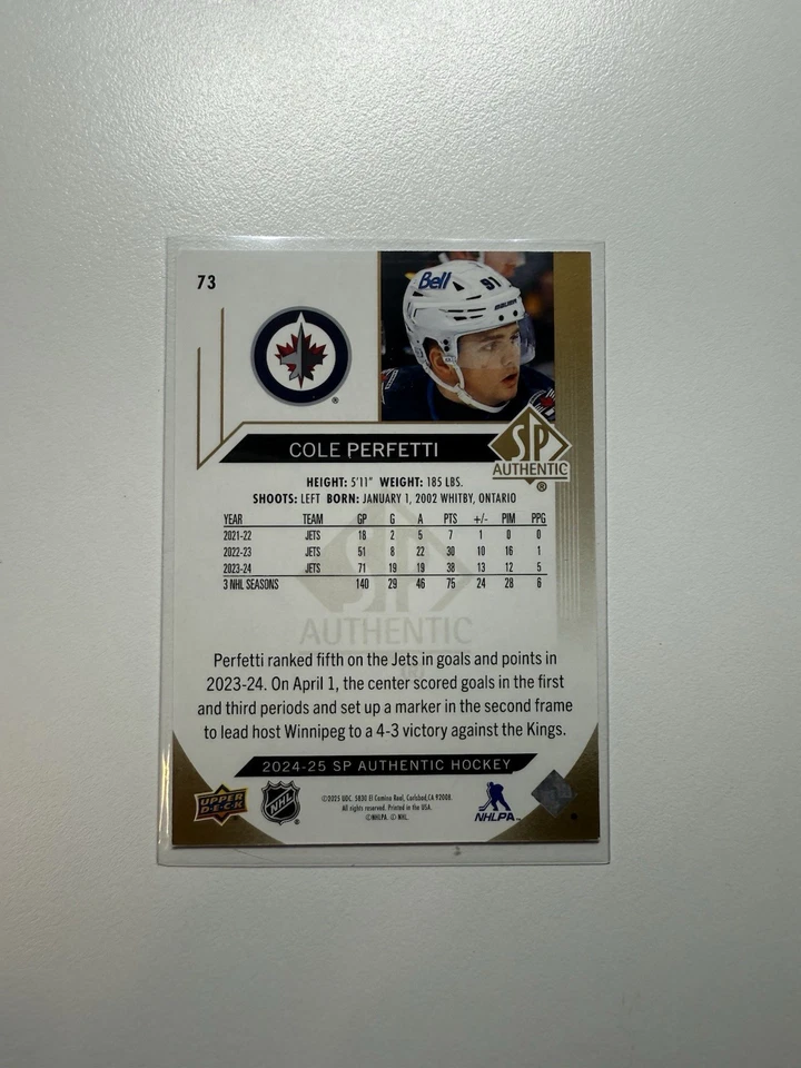 COLE PERFETTI 2024-25 SP AUTHENTIC GOLD LIMITED /99 - Image 2 of 2