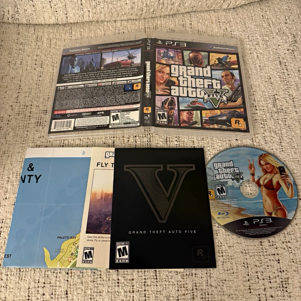 Rockstar Games Grand Theft Auto V GTA Series PS3 M NTSC-U/C Case Manual