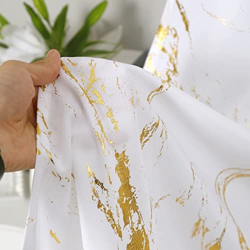  Gold Foil Print Linen Textured Curtains 52"W x 84"L (Pack of 2) Off White/Gold thumbnail 6