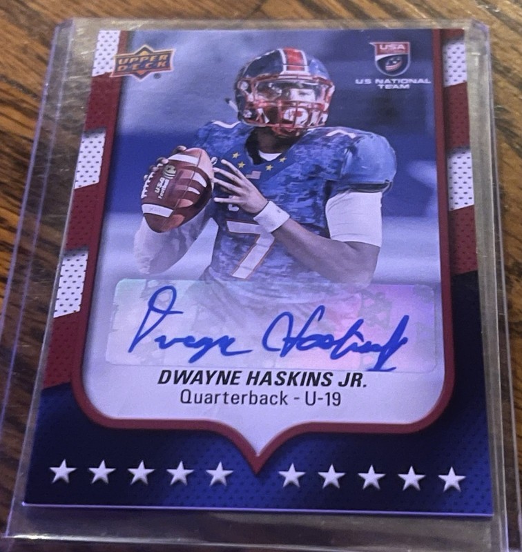 DWAYNE HASKINS SIGNED 2016 Upper Deck USA RC Football Card *DECEASED