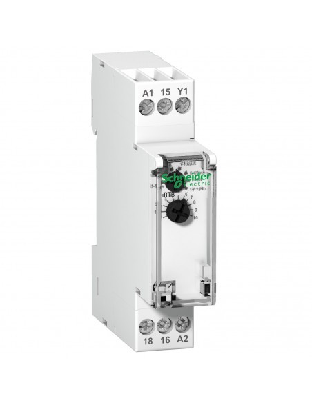 Relais temporisé Acti9 RTB Schneider 1OF 24-240VCA commande impulsionnelle rail DIN