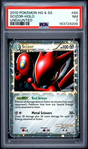 2010 POKEMON HEARTGOLD & SOULSILVER UNDAUNTED #84 SCIZOR-HOLO PSA 7