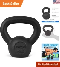 Solid 10 lb Black Cast Iron Kettlebell - Durable & Functional Workout Gear