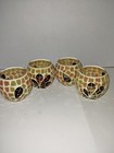  Fall Votive Candle Holder Set of 4, Mosaic Glass tealight Holders Maple Leave