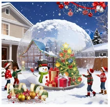 10FT Giant Inflatable Snow Globe(0.5mm PVC)(250w Blower) Christmas Decorations G