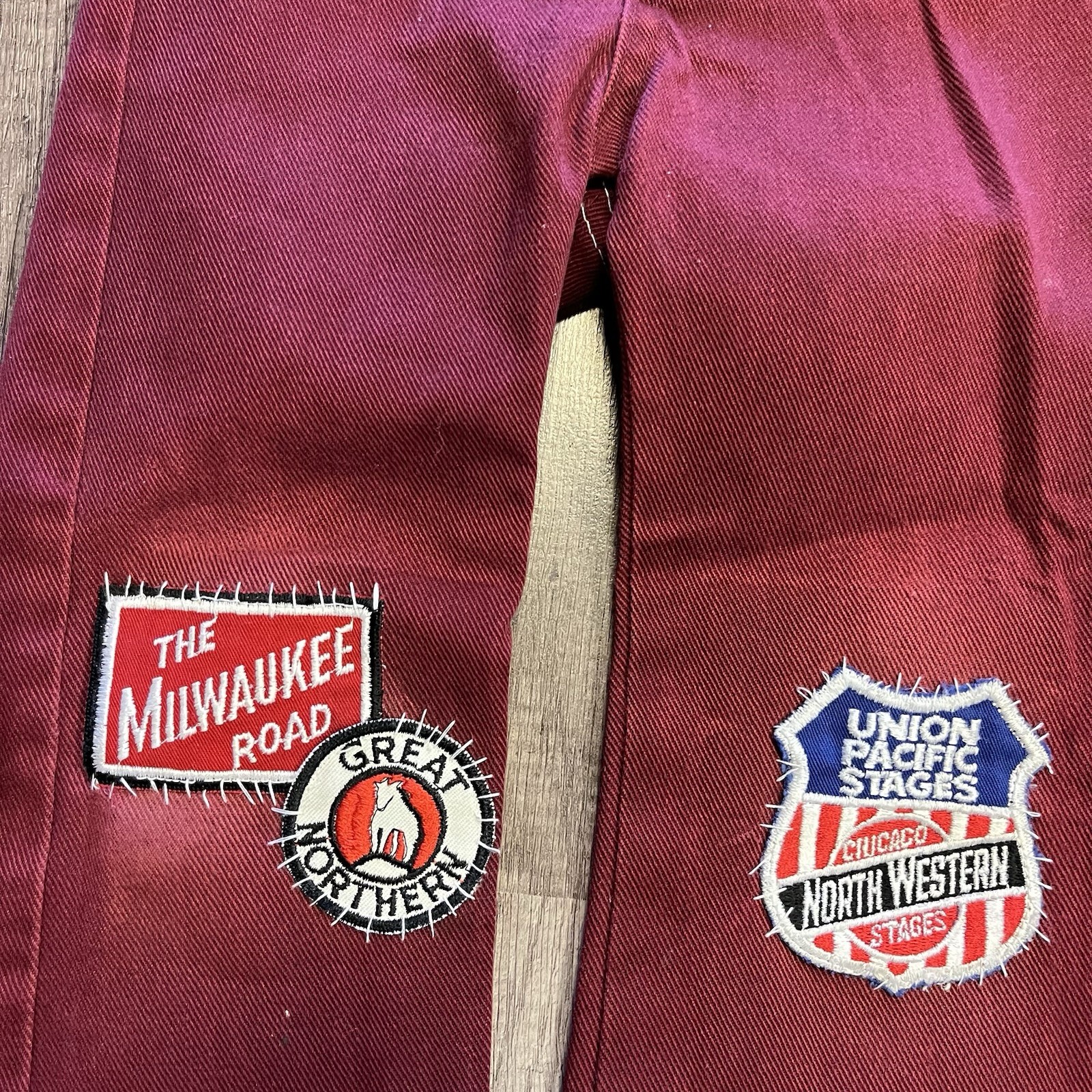 VTG 70'S JC PENNY PENN-PREST MAROON CUSTOM PATCH PANTS JEANS SZ 4 TODDLER (6) image 4