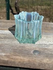 Fenton Aqua Opalescent Paneled Six Sided Candle Holder.