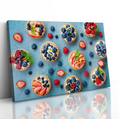Bunte Beeren Torte Leinwand gerahmter Druck Bild Wandbild