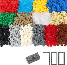 Basic Parts 700 Pieces Plate 1X2 Multicolored Building Creative Play Blocks Set 