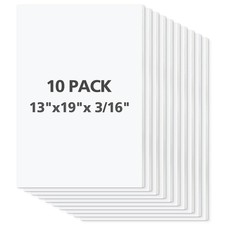 Mat Board Center, 10 Pack 3/16" Thick White with White Core Foam Core Backing...