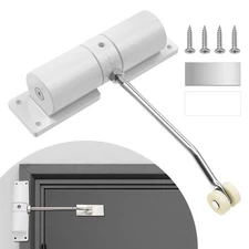 Automatic Silent Door Closer Adjustable Aluminum Safety Spring Strong 45-90lbs