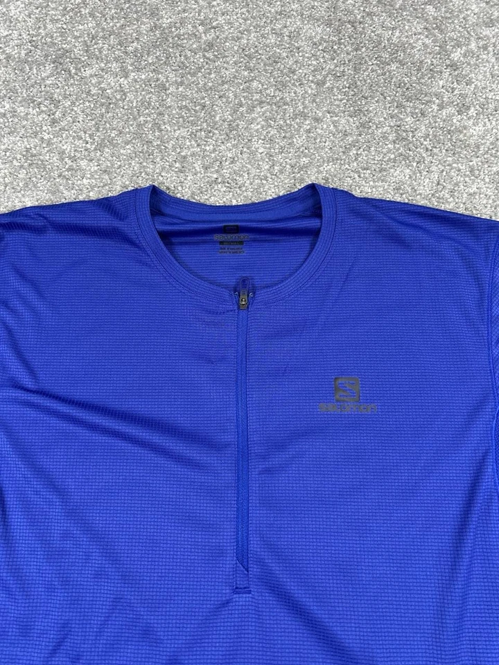 Camisa Salomon feminina grande azul corrida quarto de zíper * - Imagem 2 de 4